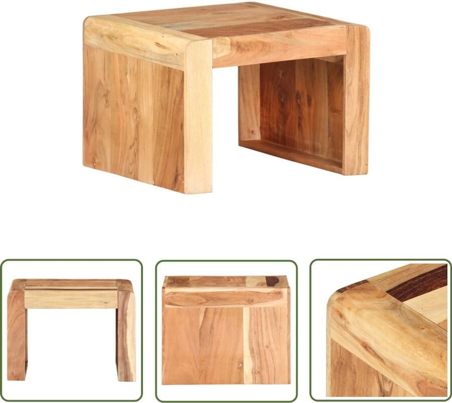 VidaXL Bijzettafel Massief Acaciahout 43x40x30 cm Bijzettafel Salontafel Houten Tafel Industrieel Design Acacia Hout Bruine Tafel Kleine Tafel Decoratieve Tafel Living Room Furniture Meubilair