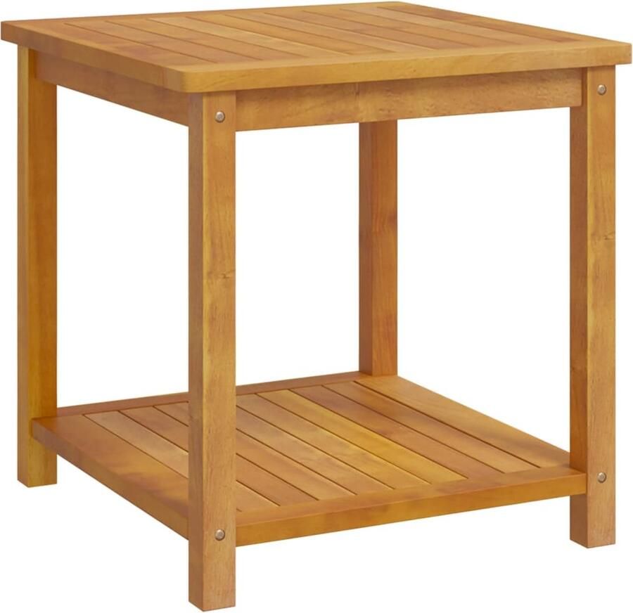 VidaXL Bijzettafel Massief Acaciahout 45x45x45 cm Bijzettafel Salontafel Acacia Hout Bruine Meubelen Landelijke Stijl Bijzetkast Plantaar Stand Compact Bureau Multifunctionele Tafel Outdoor Furniture Tuinmeubilair
