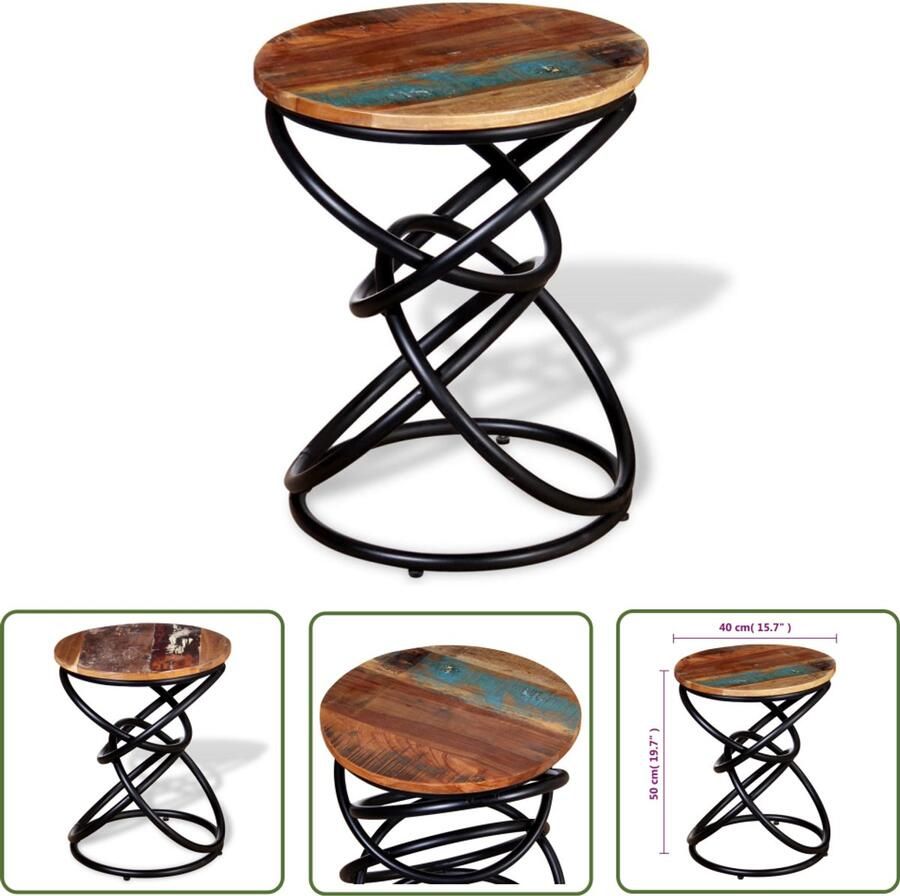 VidaXL Bijzettafel Massief Gerecycled Hout 40x50cm Bijzettafel Vintage Stijl Industriële Meubels Houten Bijzet Tafels Salontafel Woonaccessoires Handmade Furniture Recycled Wood