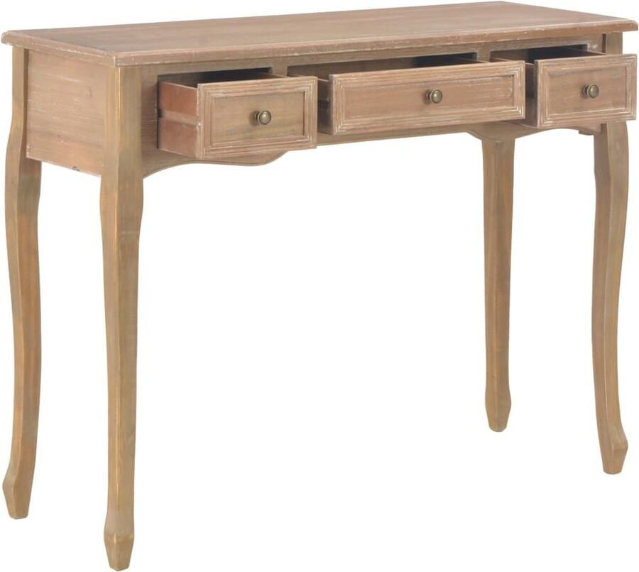 VidaXL Bijzettafel met 3 lades Bruin Bijzettafel Consoletafel Salontafel Kastje Opslagruimte Bruin Houten Tafel Mdf Gerenhout