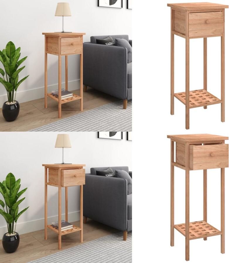 VidaXL Bijzettafel met lade 25x25x60 cm walnotenhout Bijzettafel Bijzettafels Eindtafel Salontafel