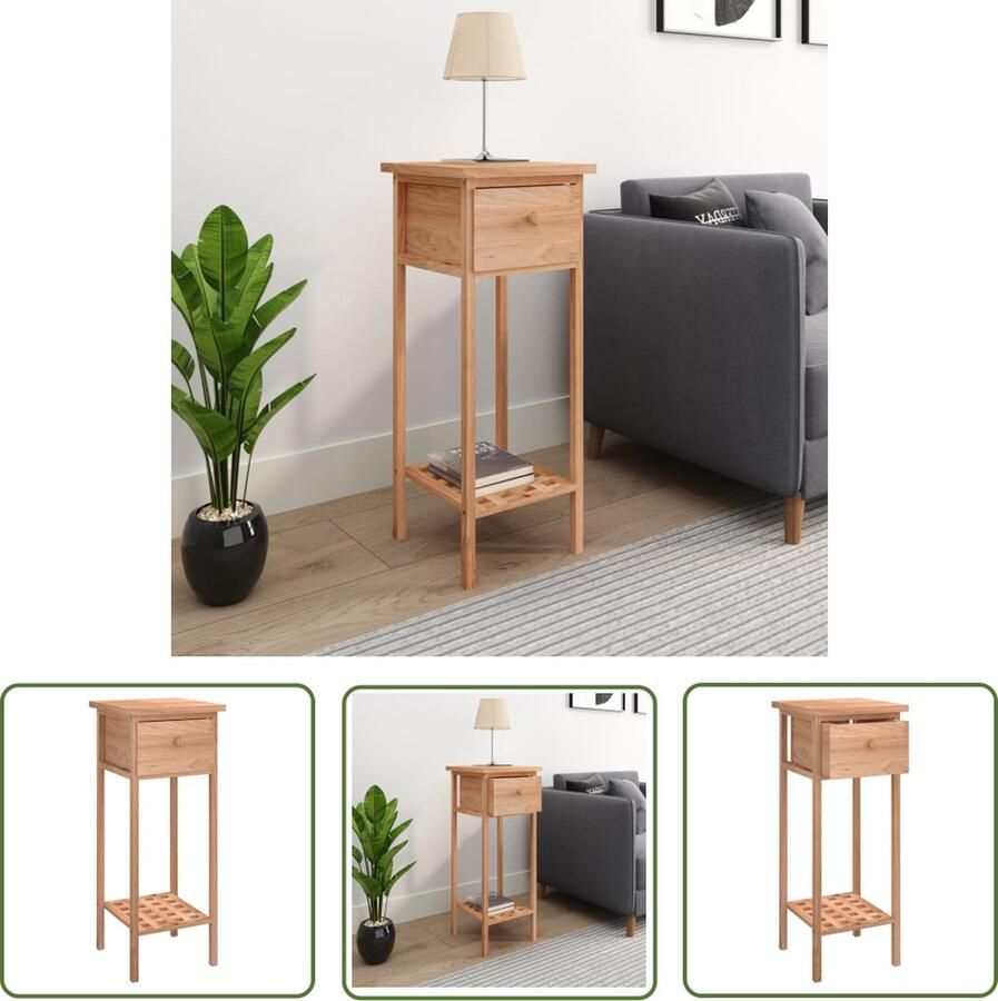 VidaXL -Bijzettafel-met-lade-25x25x60-cm-walnotenhout