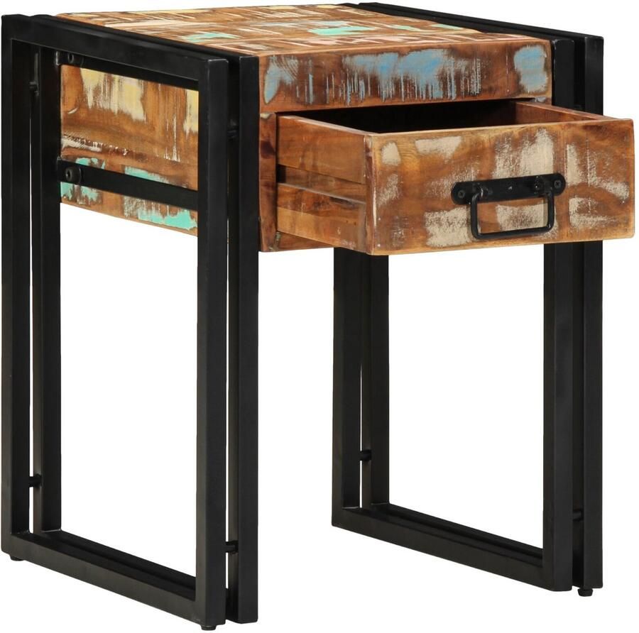 VidaXL Bijzettafel Meerkleurig Massief gerecycled hout 40 x 40 x 50 cm