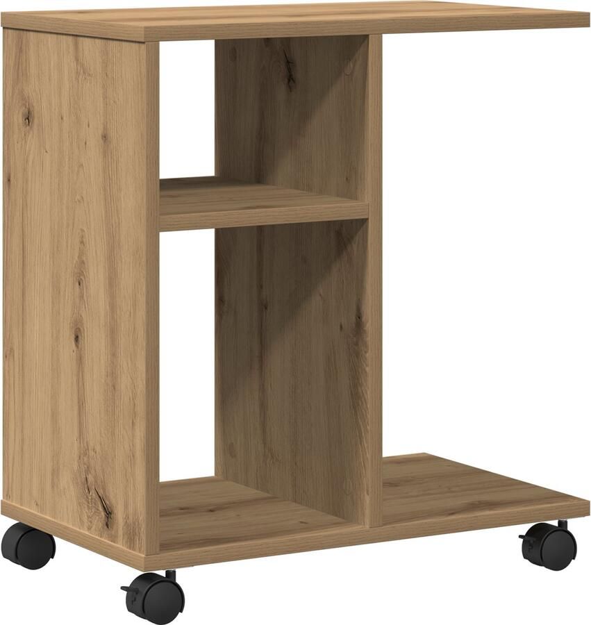 VidaXL Bijzettafel met plank artisanaal eikenkleurig 50 x 30 x 55 cm