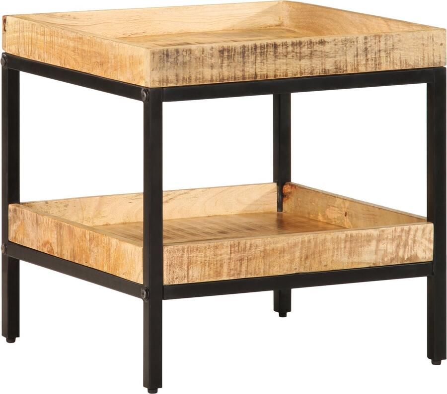 VidaXL Bijzettafel met plank Bruin 45 x 45 x 45 cm massief mangohout