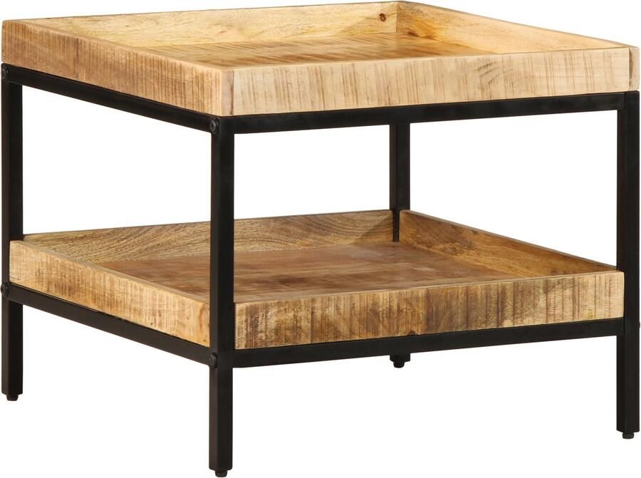 VidaXL Bijzettafel met plank Bruin 55 x 55 x 45 cm massief mangohout