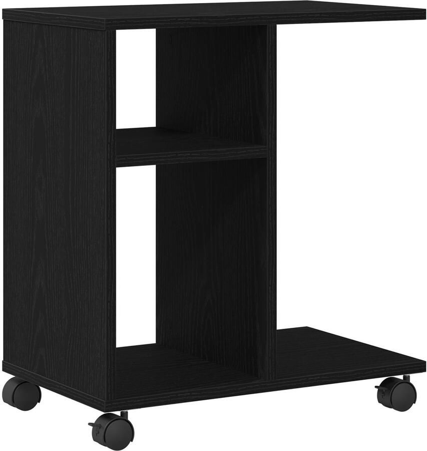 VidaXL Bijzettafel met plank Zwart eiken 50 x 30 x 55 cm Bewerkt hout