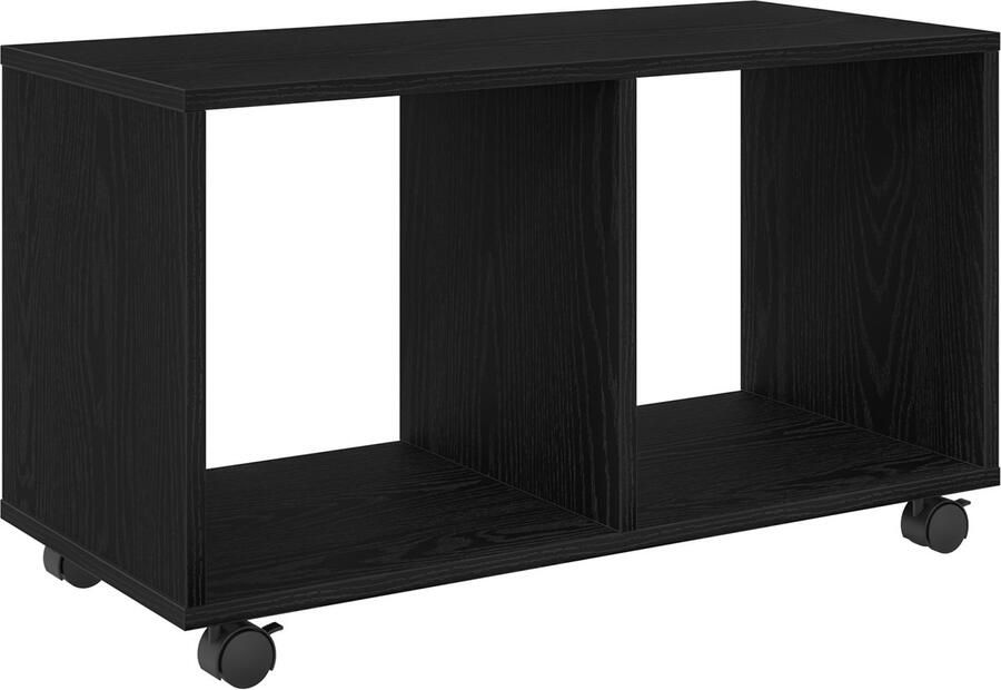 VidaXL Bijzettafel met Wielen Zwart Eiken 72x33x42 5 cm Engineered Wood