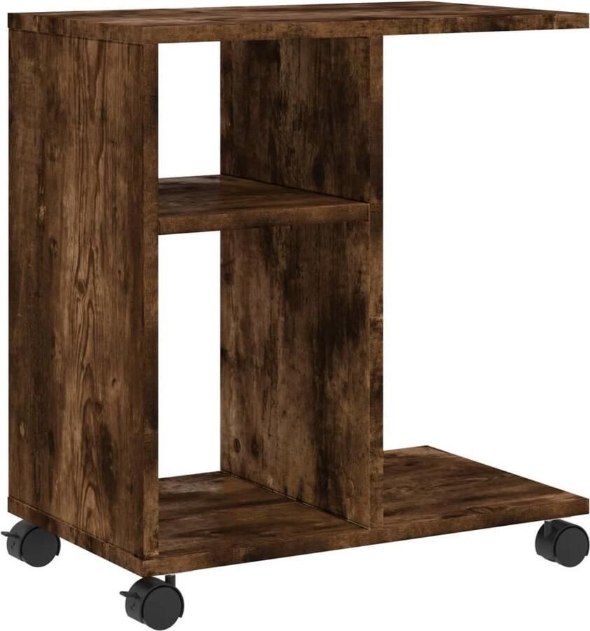 VidaXL -Bijzettafel-met-wieltjes-50x30x55-cm-hout-gerookt-eikenkleurig