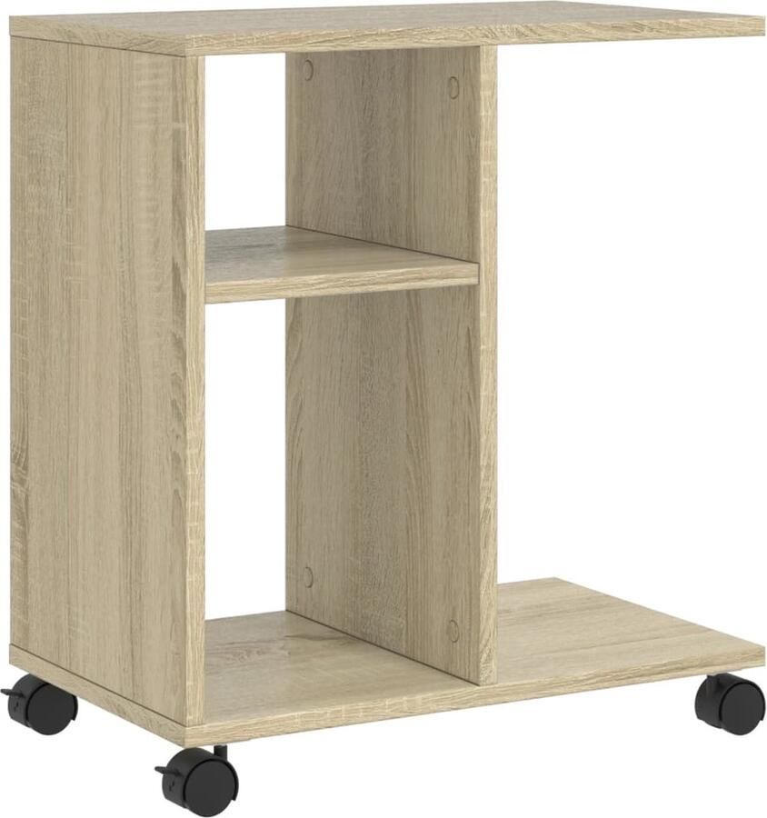 VidaXL -Bijzettafel-met-wieltjes-50x30x55-cm-hout-sonoma-eikenkleurig