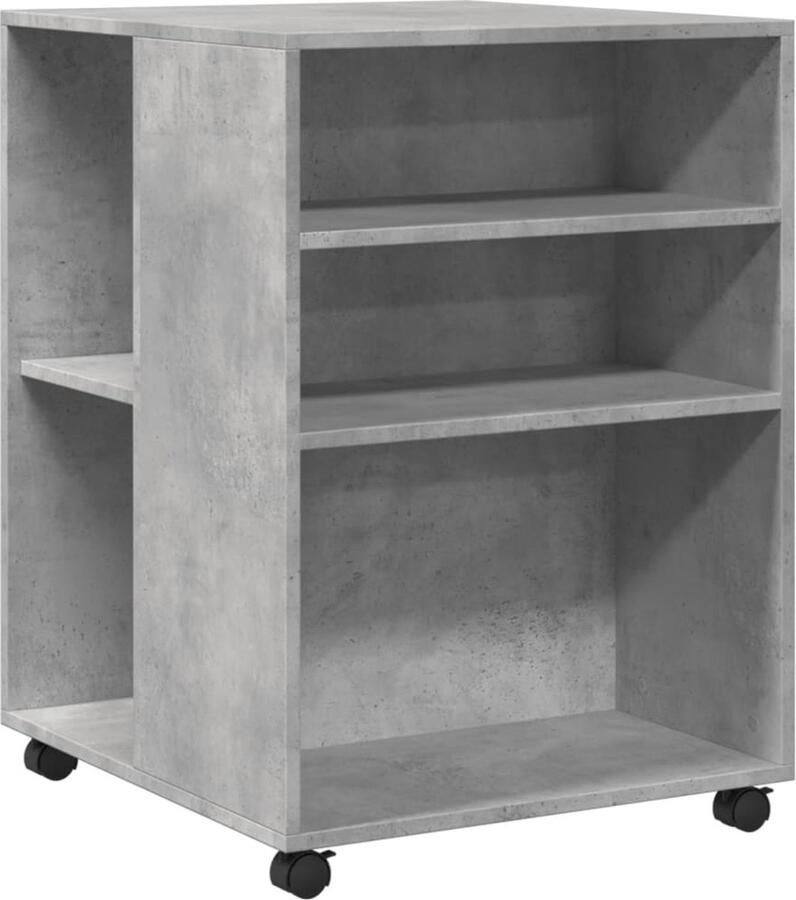 VidaXL Bijzettafel met wieltjes 55x60x78 cm bewerkt hout betongrijs
