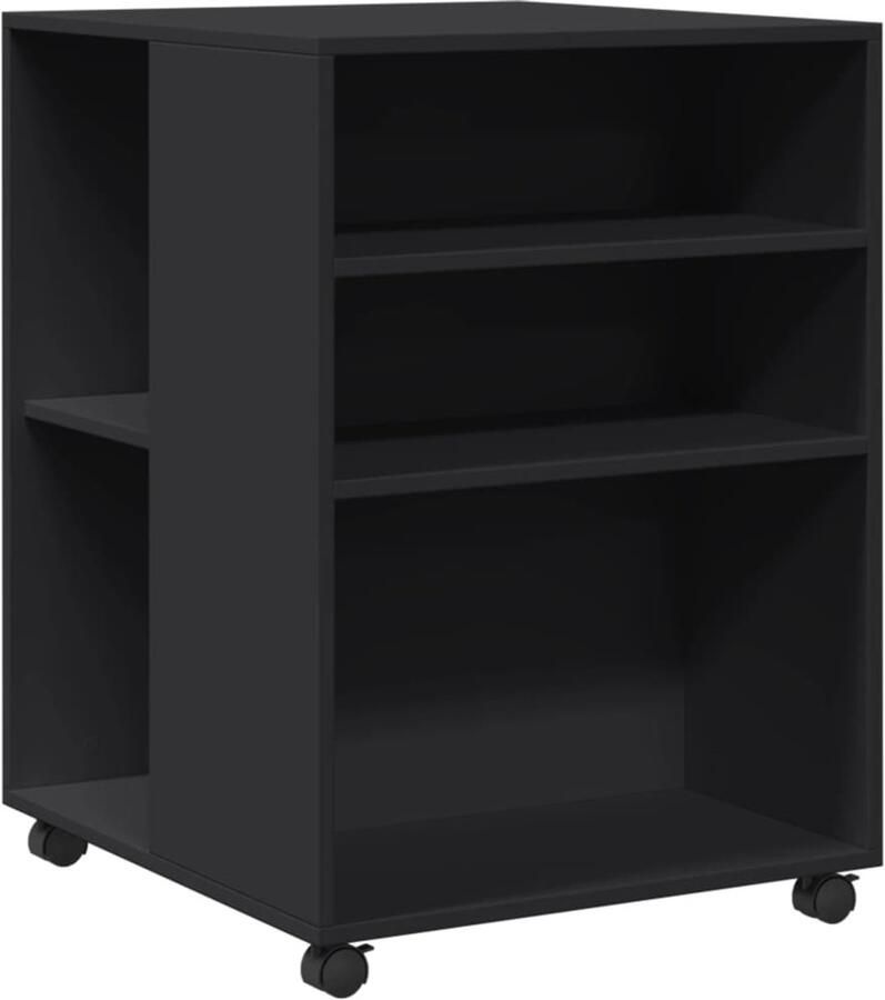 VidaXL Bijzettafel met wieltjes 55x60x78 cm bewerkt hout zwart