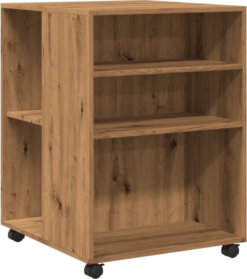VidaXL Bijzettafel met wieltjes 55x60x78 cm hout artisanaal eikenkleur