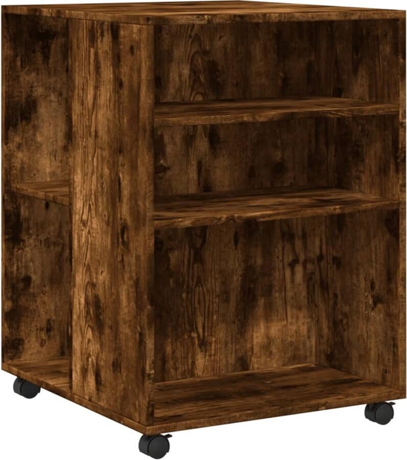 VidaXL Bijzettafel met wieltjes 55x60x78 cm hout gerookt eikenkleurig