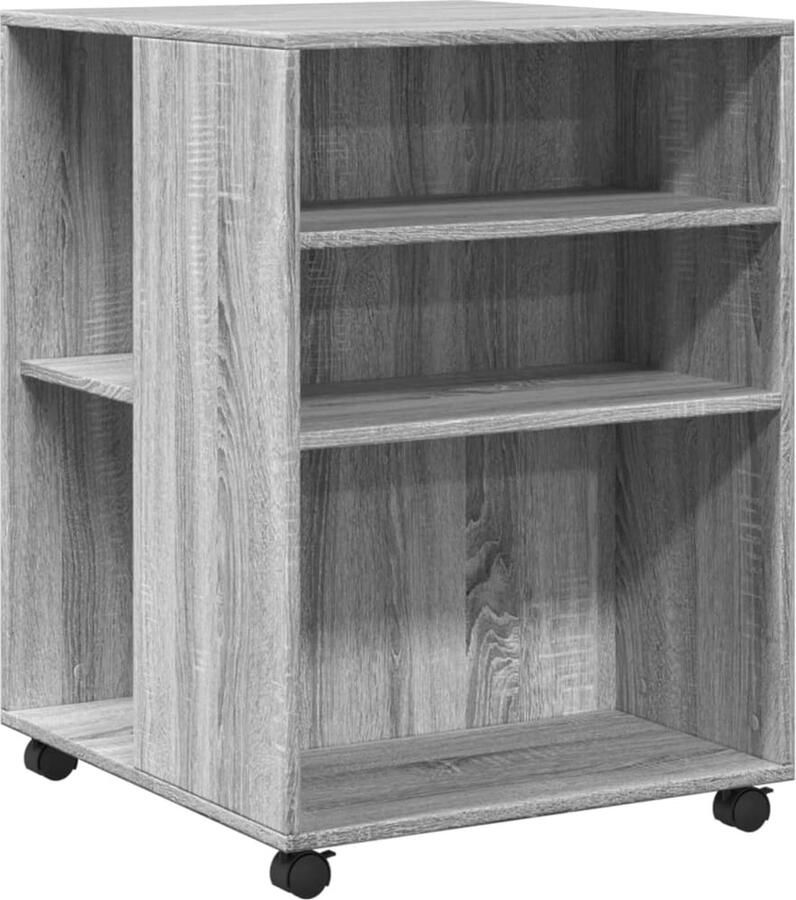 VidaXL Bijzettafel met wieltjes 55x60x78 cm hout grijs sonoma eiken