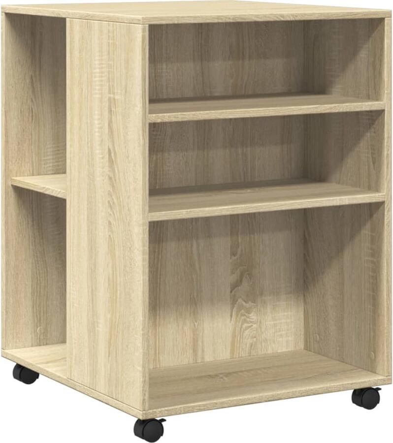 VidaXL Bijzettafel met wieltjes 55x60x78 cm hout sonoma eikenkleurig