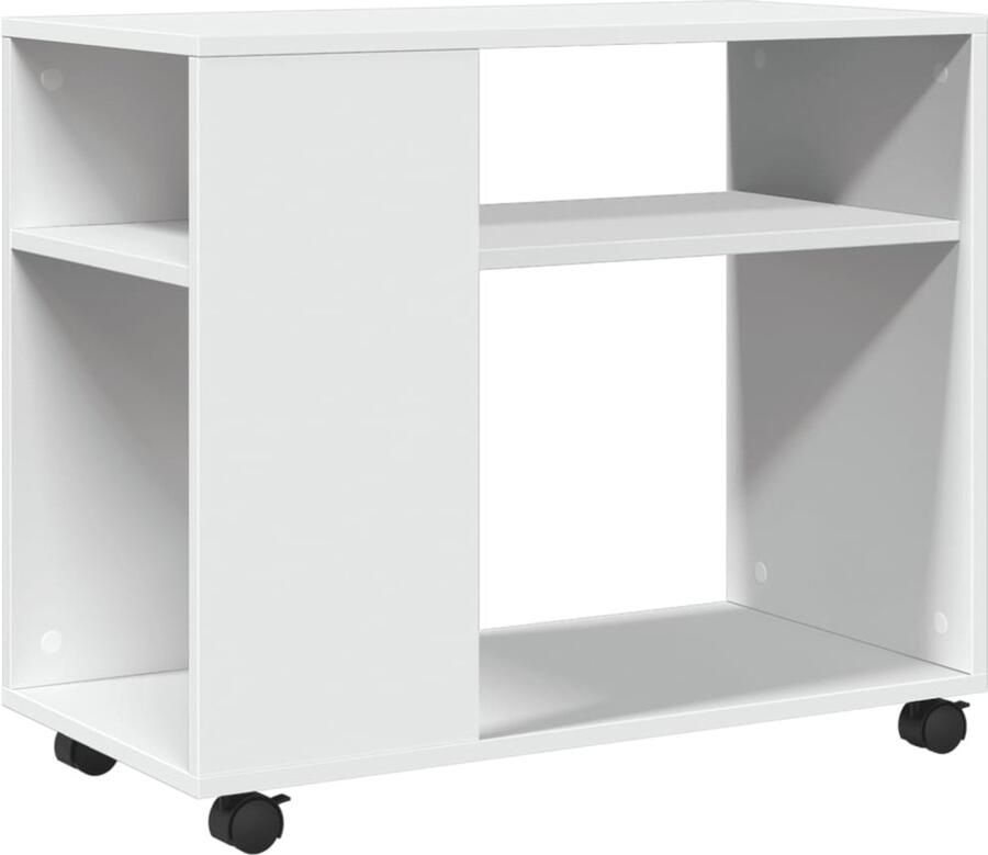 VidaXL Bijzettafel Bijzettafels Salontafel Tafel Bijzettafel met wieltjes 70x35x60 cm bewerkt hout wit