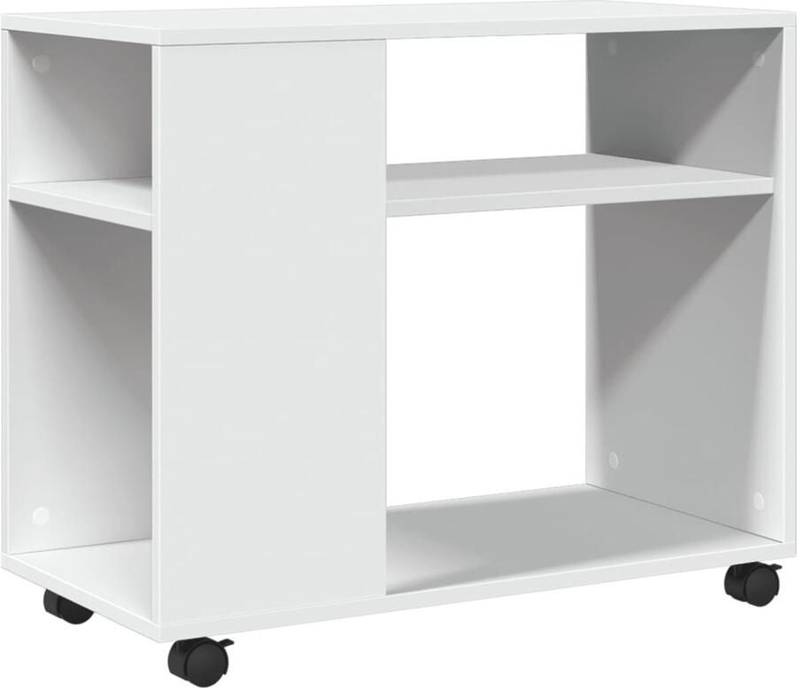 VidaXL Bijzettafel met wieltjes 70x35x60 cm bewerkt hout wit