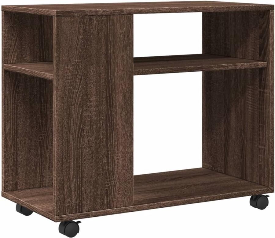 VidaXL Bijzettafel Bijzettafels Salontafel Tafel Bijzettafel met wieltjes 70x35x60 cm hout bruin eikenkleurig