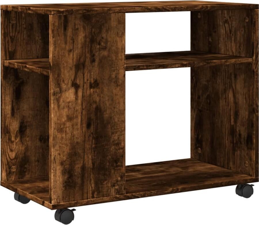 VidaXL Bijzettafel met wieltjes 70x35x60 cm hout gerookt eikenkleurig