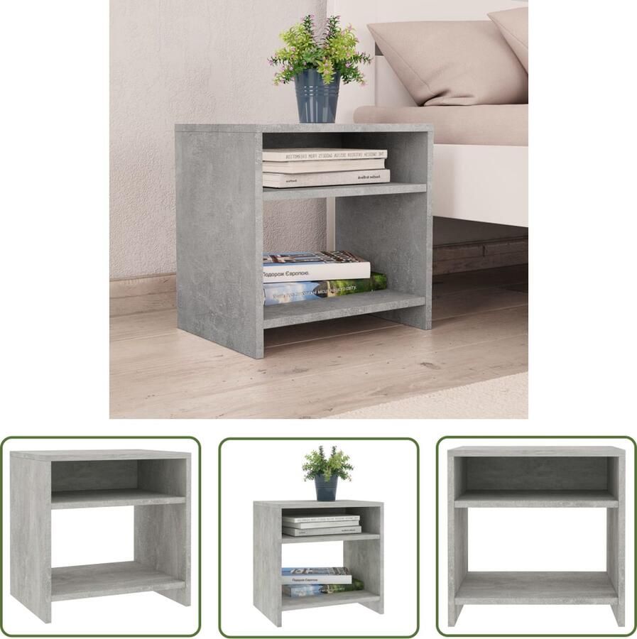 The Living Store Nachtkastje Elegant Meubel 40 x 30 x 40 cm Betongrijs Nachtkastje Bijzettafel Meubilair Beton Grijs Houten Kast - Foto 2