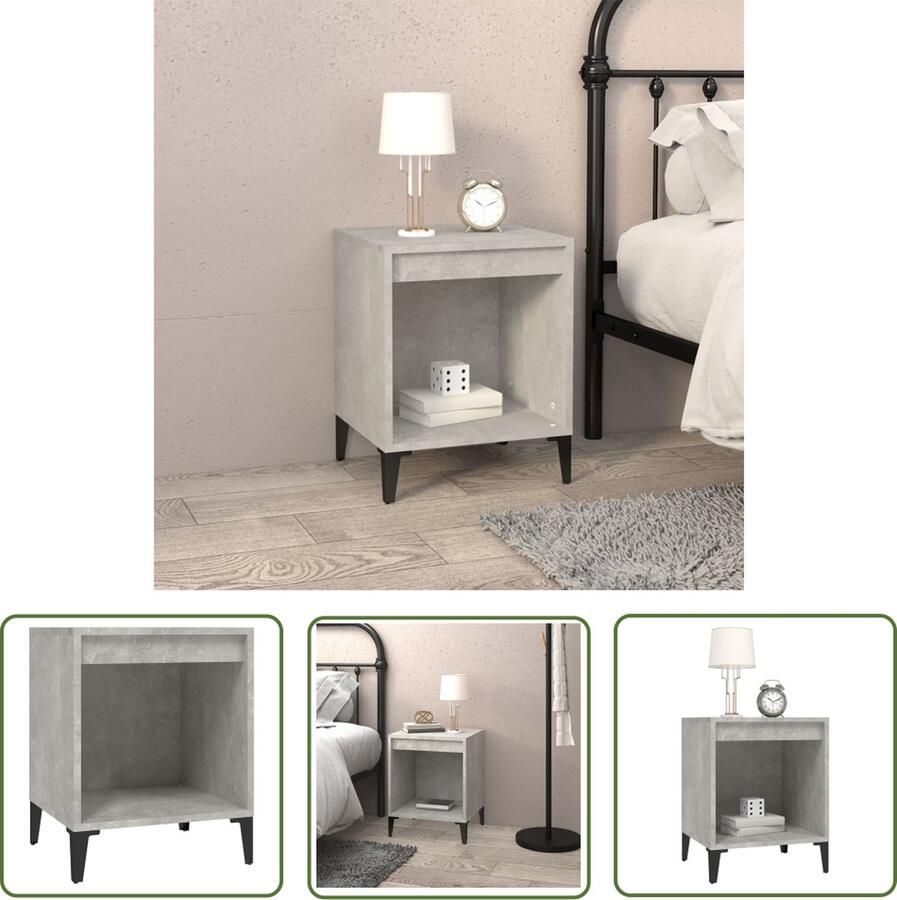 The Living Store Nachtkastje Betongrijs Elegant Bijzetkast 40x35x50 cm Duurzaam materiaal opbergruimte stevig blad Nachtkastje Bijzettafel Kast Meubilair Slaapkamers - Foto 2