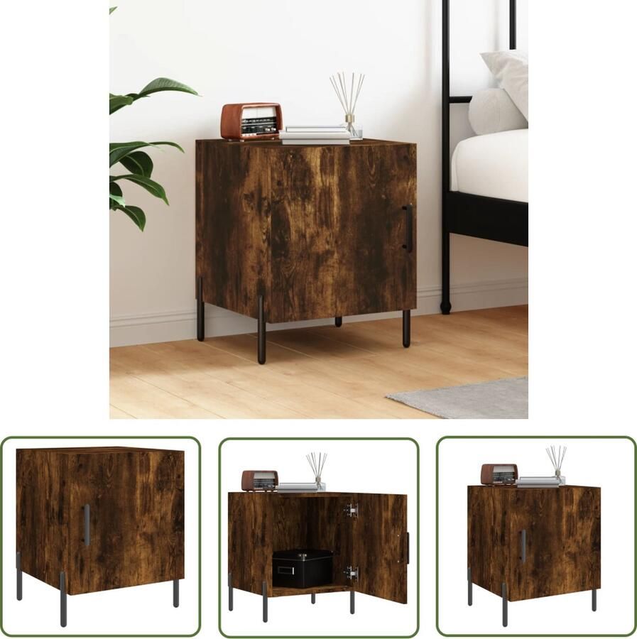 The Living Store Nachtkastje Gerookt eiken 40 x 40 x 50 cm Duurzaam materiaal Nachtkastje Nachttafel Houten Nachtkastje Bruine Nachtkastje Vintage Nachtkastje - Foto 3