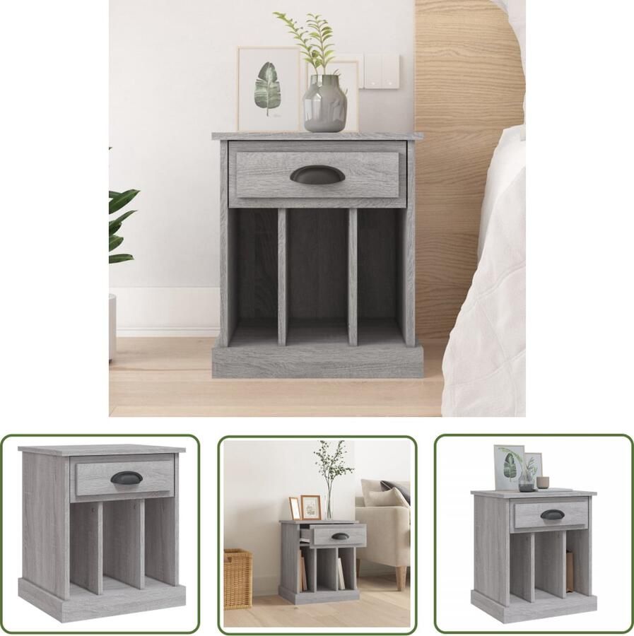 The Living Store Nachtkastje Elegant Bijzetkast 43 x 36 x 50 cm Kleur- Grijs Sonoma Eiken Nachtkastje Bijzettafel Kastje Slaapkamers Houten Meubilair - Foto 2