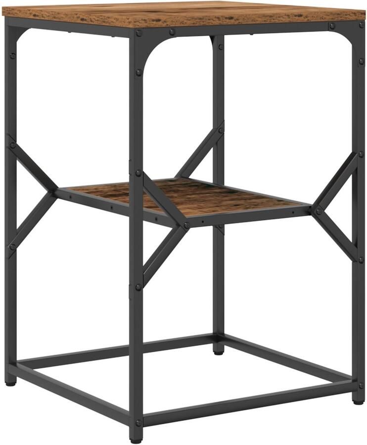 VidaXL Bijzettafel Oud hout 41 x 40 x 60 cm Engineered hout en staal - Foto 2