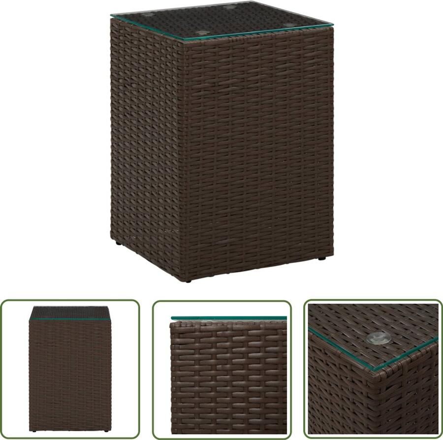 VidaXL Bijzettafel Poly Rattan 35x35x52 cm Bruin Bijzettafel Poly Rattan Bruine Bijzet Tafels Tuinmeubelen Balkon Meubilair Terras Meubel Koffie Tafel Sidetable Living Room Furniture Outdoor Furniture