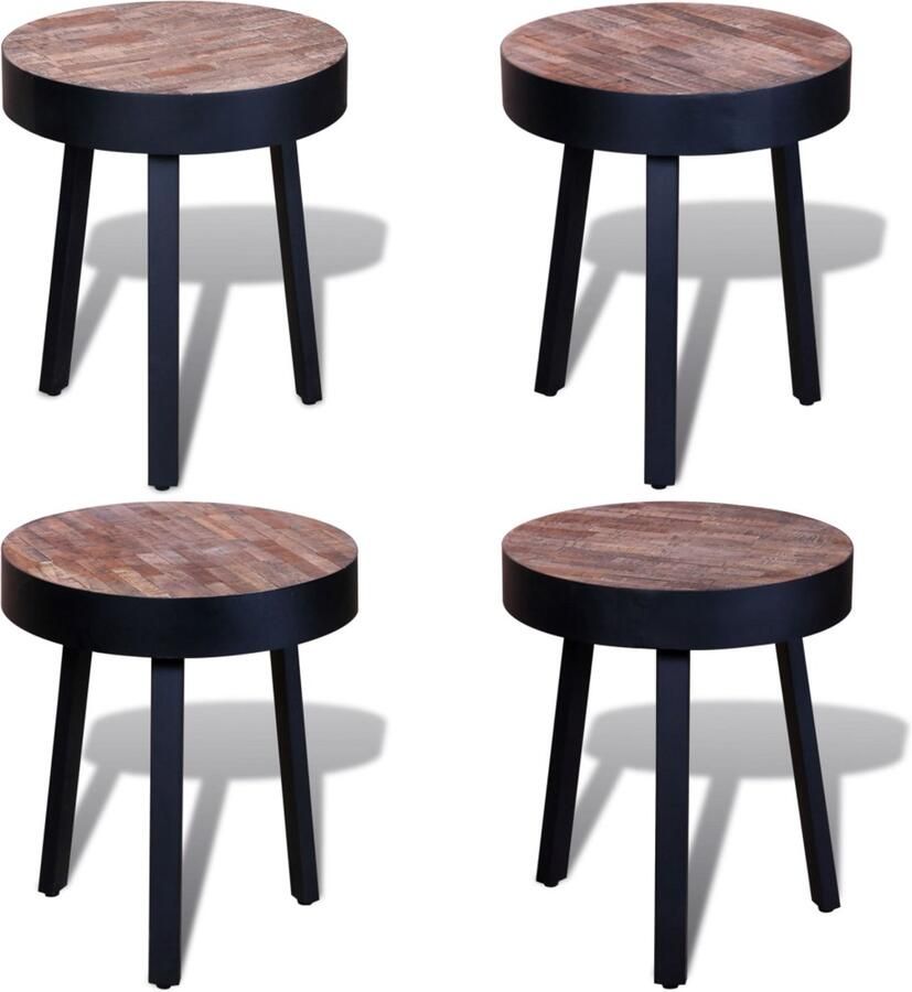 VidaXL Bijzettafel rond gerecycled teakhout Salontafel Salon Tafel Salon Tafels