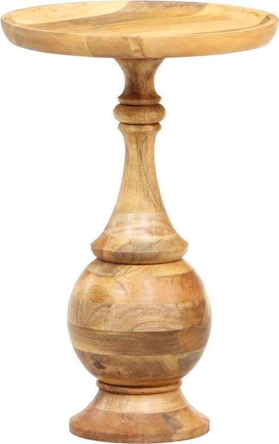 VidaXL Bijzettafel Rond Mangohout 43x66 cm Bijzettafel Vintage Tafel Mangohouten Tafel Houten Bijzettafel Salontafel Kamerdecoratie Interieurstyling Bruine Meubelen Unieke Tafel Designmeubilair Retro Stijl - Foto 2