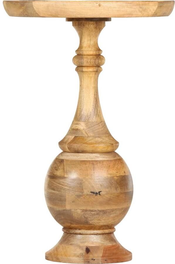 VidaXL Bijzettafel Rond Mangohout 43x66 cm Bijzettafel Vintage Tafel Mangohouten Tafel Houten Bijzettafel Salontafel Kamerdecoratie Interieurstyling Bruine Meubelen Unieke Tafel Designmeubilair Retro Stijl