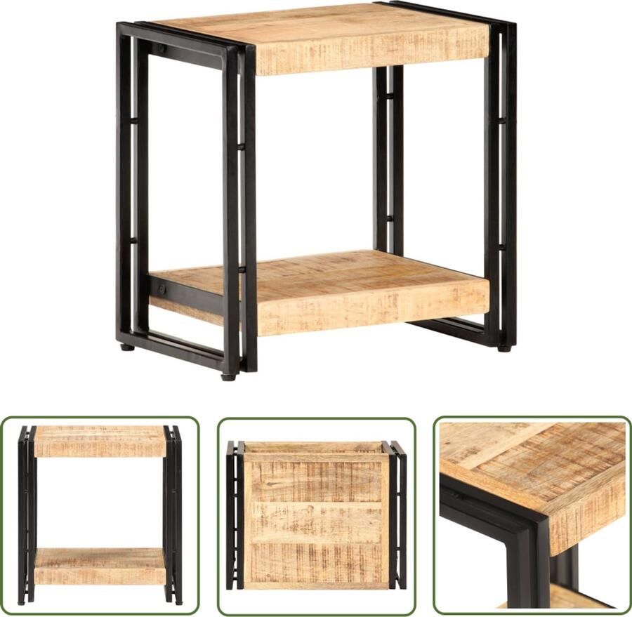 VidaXL Bijzettafel Ruw Mangohout 40x30x40 cm Bijzettafel Industriële Stijl Mangohout Salontafel Nachtkastje