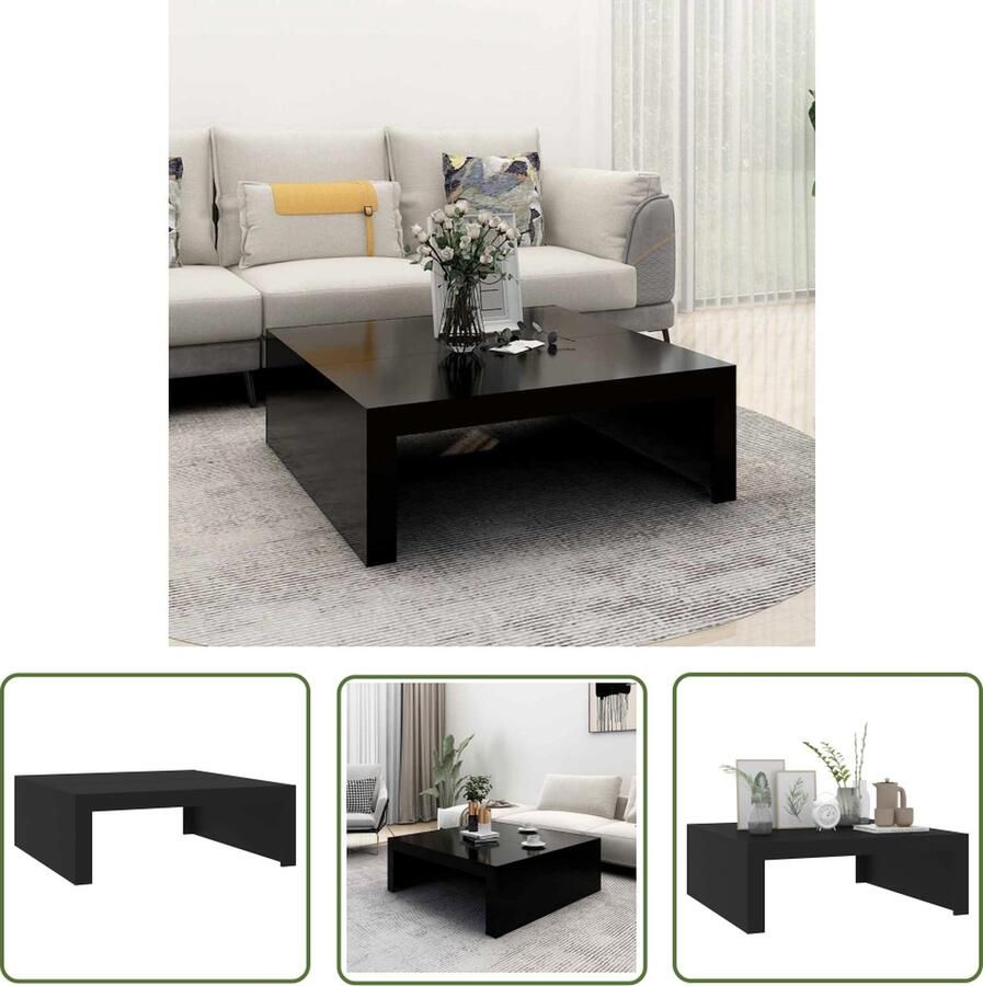 The Living Store Salontafel Eenvoudig Bijzettafel 100x100x35cm Kleur- Zwart Materiaal- Spaanplaat Salontafel Bijzettafel Houten Salontafel Zwarte Salontafel Kleine Salontafel