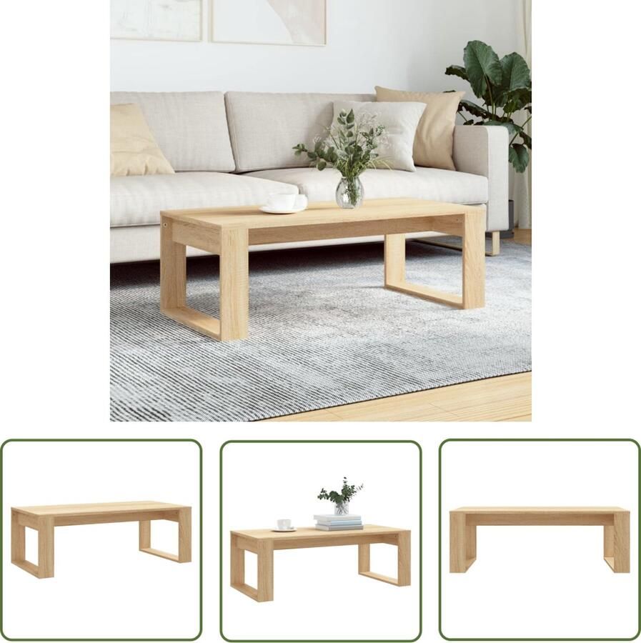 The Living Store Salontafel Sonoma Eiken 102 x 50 x 35 cm Stijlvolle bijzettafel Salontafel Bijzettafel Houten Salontafel Modern Meubilair Sonomaplank