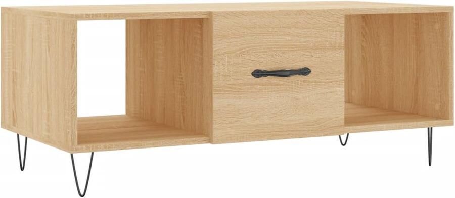 The Living Store Salontafel Sonoma eiken 102 x 50 x 40 cm Met opbergruimte Stevig tafelblad Praktische deur IJzeren poten Salontafel Bijzettafel Houten Salontafel Met Opbergruimte Sonoma Eiken Meubilair