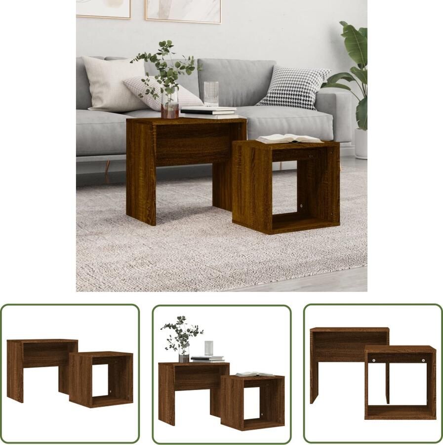 The Living Store Salontafelset In elkaar passend Hoogwaardig hout Verschillende maten Veelzijdige functie Stevig tafelblad Salontafel Bijzettafel Houten Salontafel Houten Bijzet Tafels Nestkasten