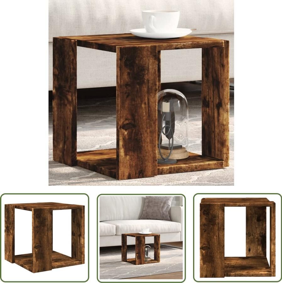 VidaXL Salontafel 32x32x30 cm bewerkt hout gerookt eikenkleurig Salontafel Bijzettafel Banktafel Houten Salontafel Bruine Salontafel