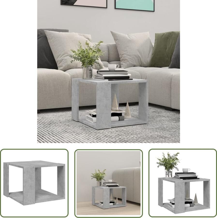 The Living Store Praktische woonkamertafel 40 x 40 x 30 cm bewerkt hout betongrijs Salontafel Bijzettafel Houten Salontafel Beton Grijs Woonkamertafel - Foto 2