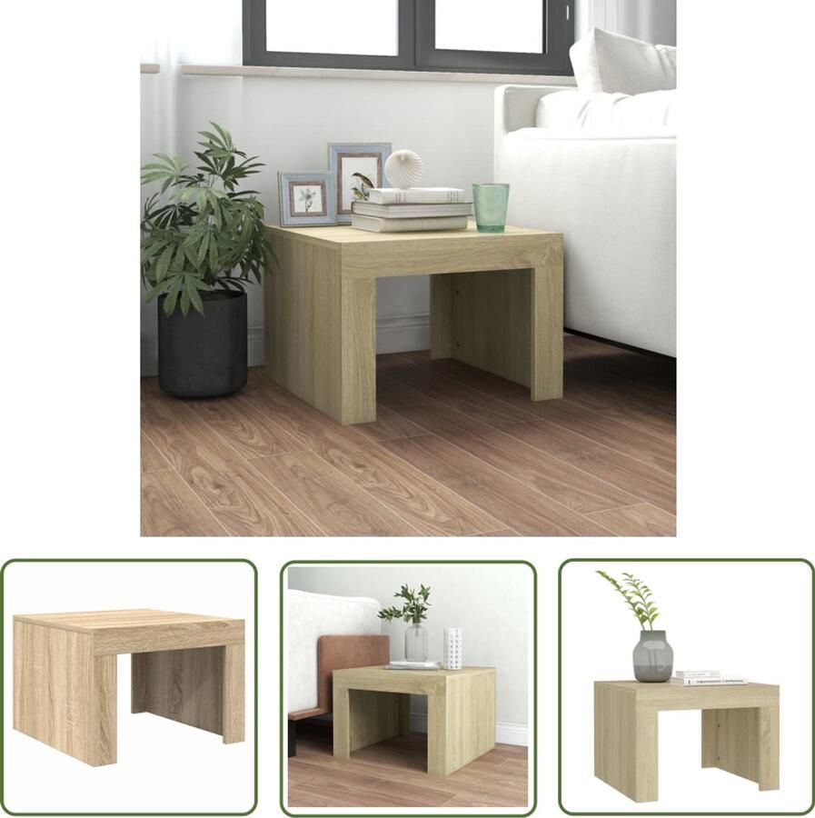 The Living Store Salontafel Sonoma Eiken Bijzettafel 50x50x35 cm Stevig Tafelblad Salontafel Bijzettafel Houten Salontafel Sonomaplank Bruine Salontafel - Foto 2