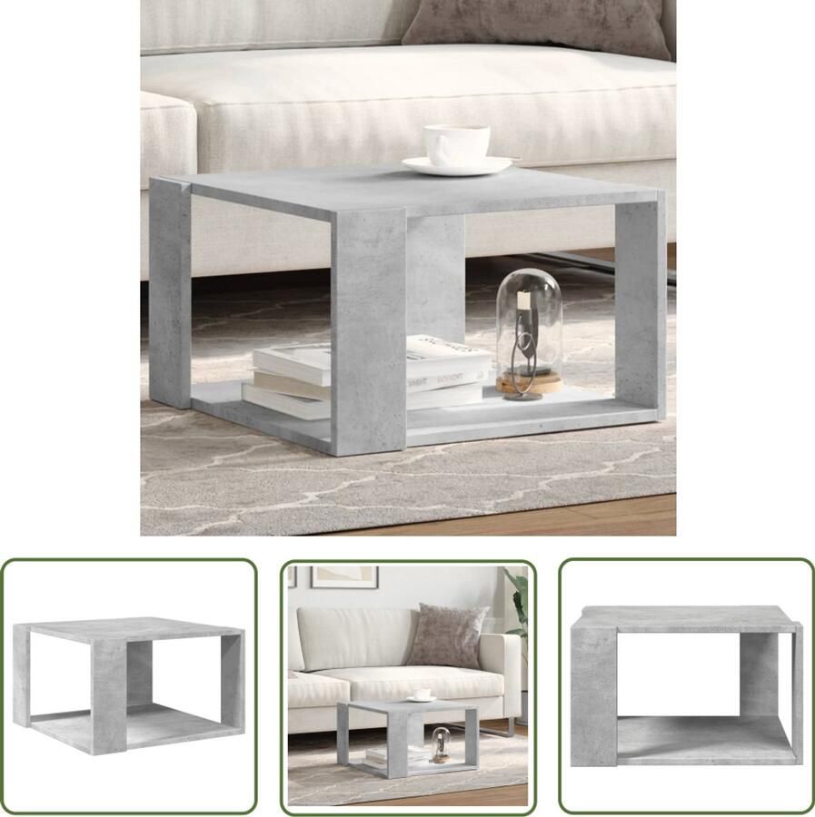 VidaXL Salontafel 51 5x51 5x30 cm bewerkt hout betongrijs Salontafel Bijzettafel Houten Salontafel Hout Meubilair Grijze Salontafel