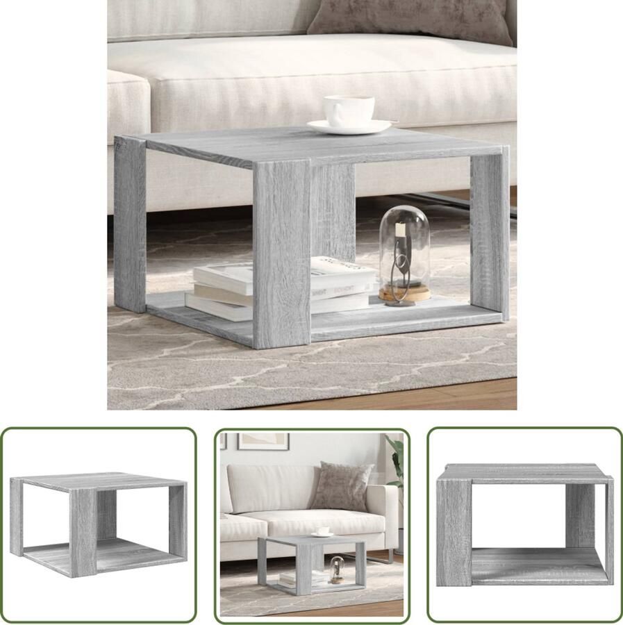 VidaXL Salontafel 51 5x51 5x30 cm bewerkt hout grijs sonoma eikenkleur Salontafel Bijzettafel Houten Salontafel Grijze Salontafel Compact Salontafel
