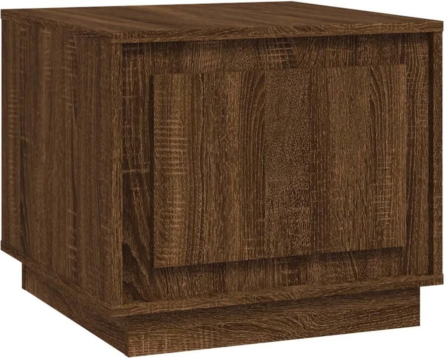 The Living Store Salontafel Bruineiken Bijzettafel met opbergruimte 51 x 50 x 44 cm (B x D x H) Salontafel Bijzettafel Houten Tafel Bruin Eiken Opslagruimte