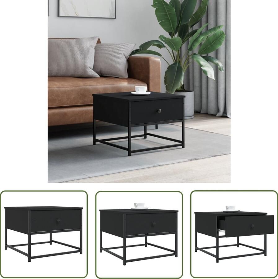 The Living Store Salontafel Trendy Bijzettafel 51 x 51 x 40 cm Zwart Salontafel Bijzettafel Houten Salontafel Zwarte Salontafel Trendige Salontafel