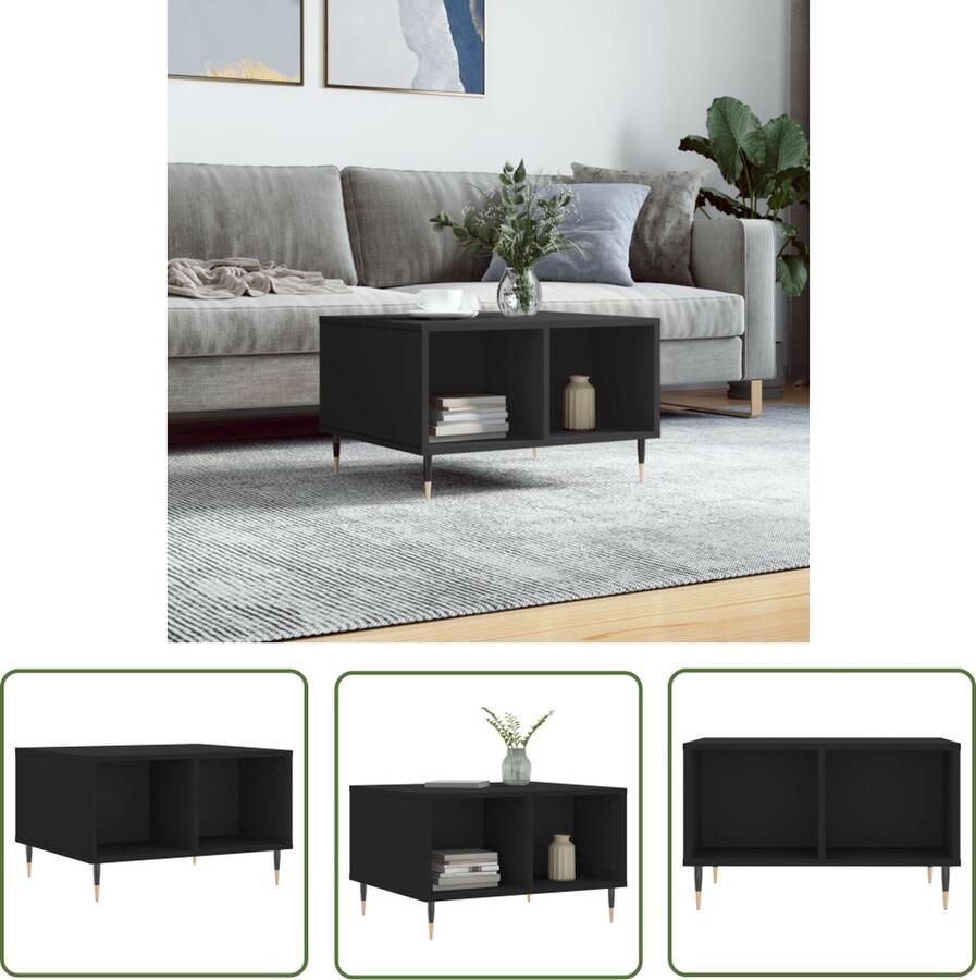 The Living Store Salontafel Elegantie Bijzettafel 60 x 50 x 36.5 cm Zwart Salontafel Bijzettafel Houten Salontafel Zwarte Salontafel Moderne Salontafel