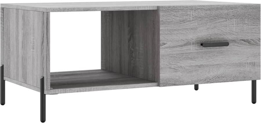 The Living Store Salontafel Grijs Sonoma Eiken 90x50x40 cm Duurzaam hout Voldoende opbergruimte Stevig tafelblad Praktische deur IJzeren poten Salontafel Bijzettafel Houten Salontafel Grijze Salontafel Met Lade