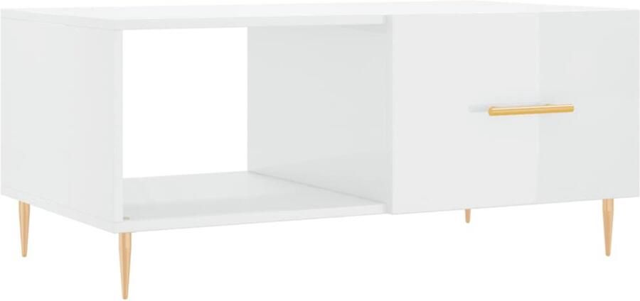 The Living Store Salontafel Trendy Bijzettafel 90 x 50 x 40 cm Hoogglans wit Salontafel Bijzettafel Houten Salontafel Hoogglans Wit Salontafel Modern
