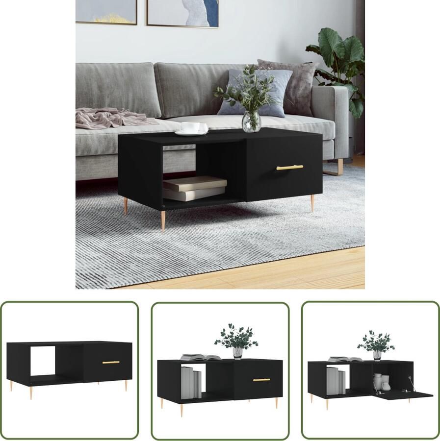 The Living Store Salontafel Trendy Bijzettafel 90 x 50 x 40 cm Zwart Salontafel Bijzettafel Zwarte Salontafel Houten Salontafel Moderne Salontafel