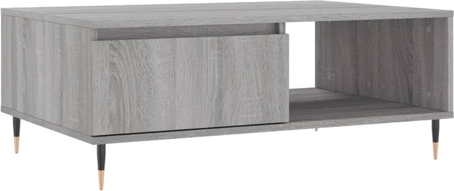 The Living Store Salontafel Grijs Sonoma Eiken 90 x 60 x 35 cm Bewerkt hout en ijzer Salontafel Bijzettafel Houten Salontafel Grijze Salontafel Met Lade